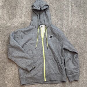 Peloton Gray Zip-Up Hoodie with Neon Yellow Trim Large
